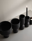Keramik Kerzenständer Post, schwarz