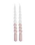Gedrehte Kerze 2er Set, weiß-rose