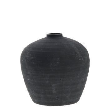 Steingut Vase Catia H20, schwarz