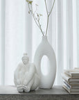 Steingut Vase Oia, weiß
