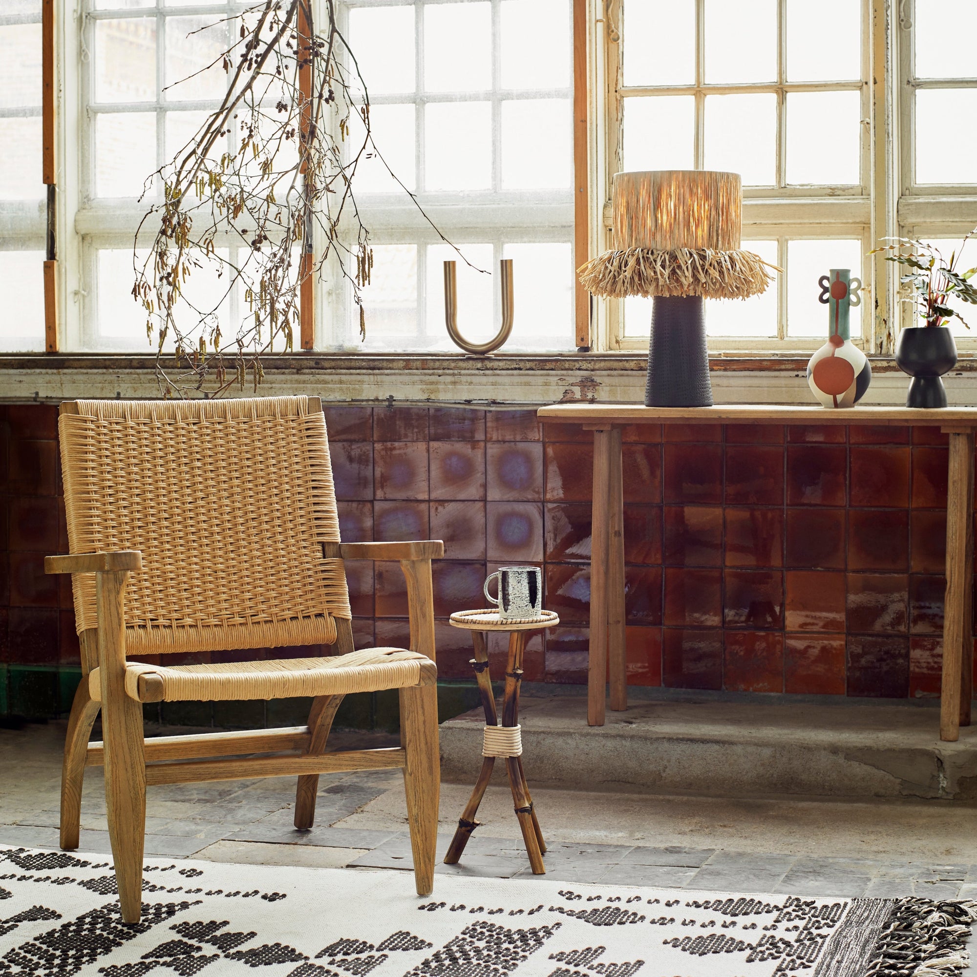 Tischlampe Raffia, natur