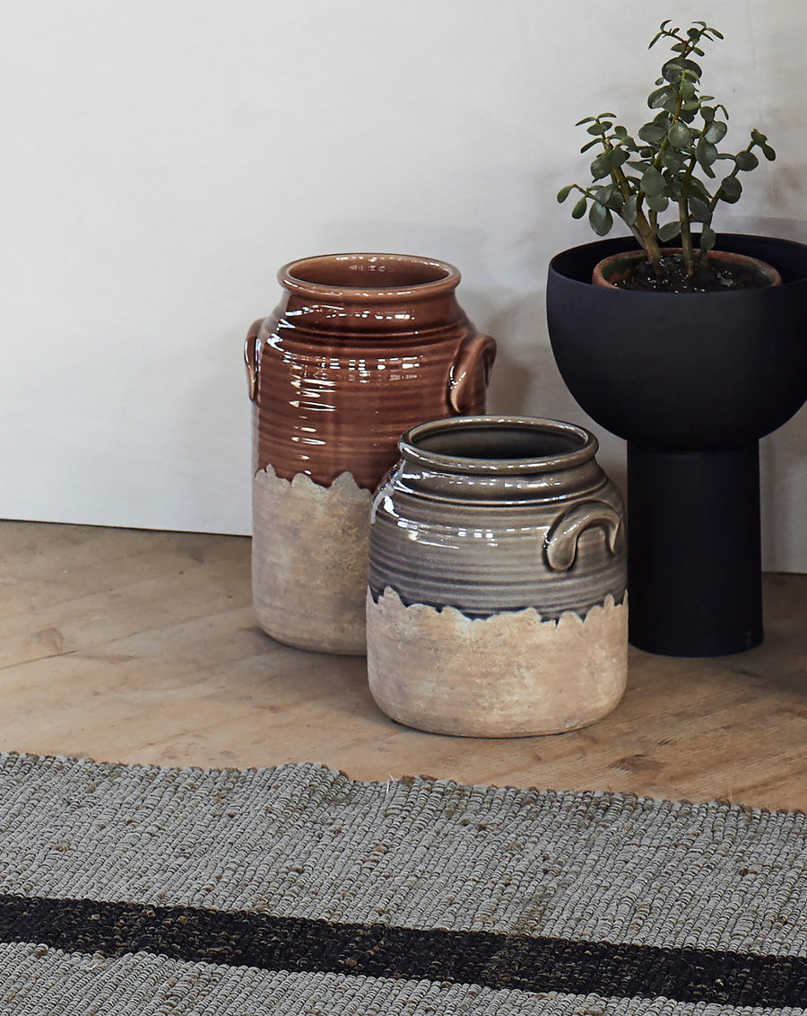 Keramikvase, grau-natur